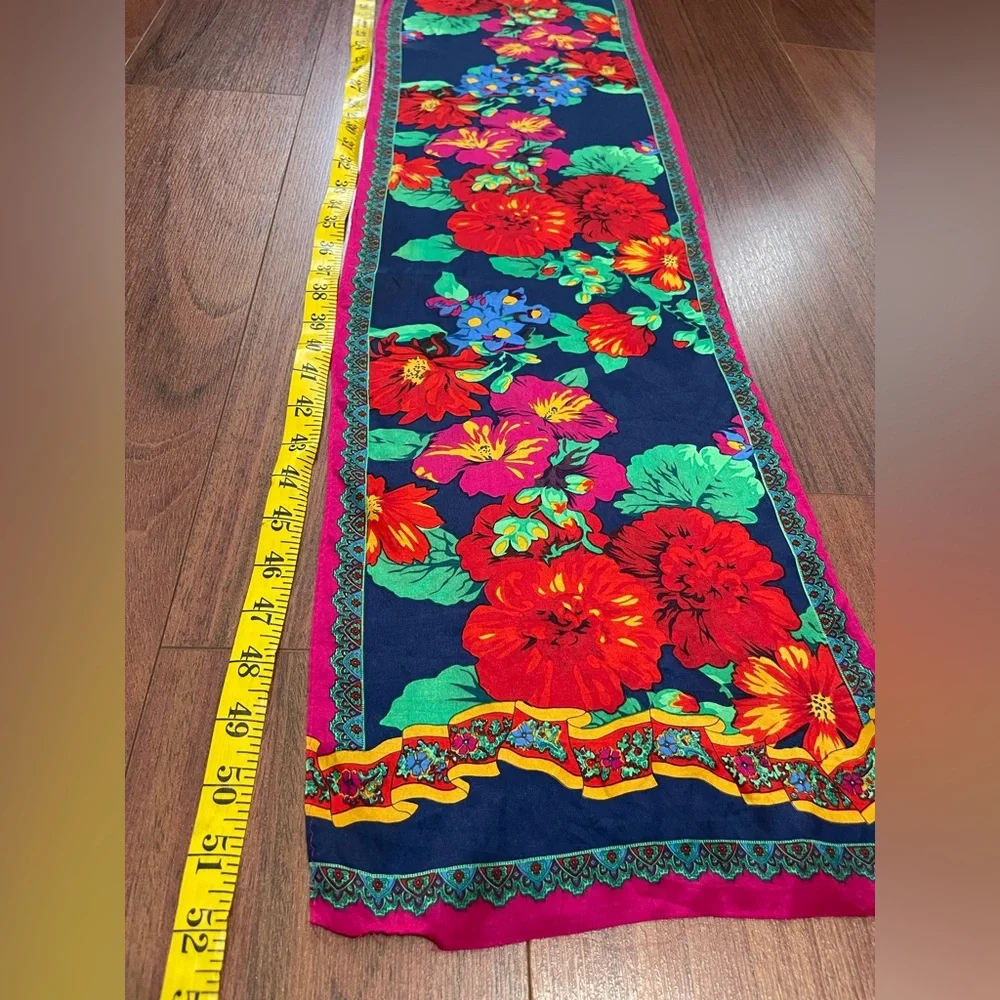 vintage Liz Claiborne floral 100% silk scarf colorful, and vibrant long